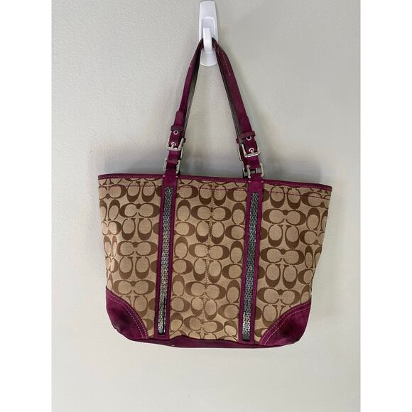 Coach Vintage Signature C Beaded Tote Bag, Early 90's Y2K - Picture 1 of 7